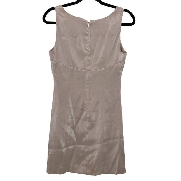 Vintage 80s Dress 6P Rose Gold Pink Cocktail Sleeveless Satin Sparkle Mini Glam - Picture 8 of 9